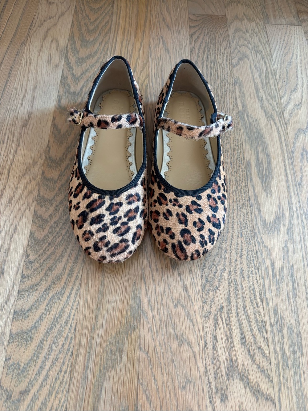 Mini Boden Leopard Print Mary Jane Shoes - Tan & Black EUC